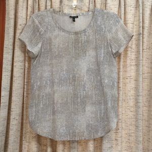 Eileen Fisher Silk Metaphor Printed Short Sleeve Blouse
